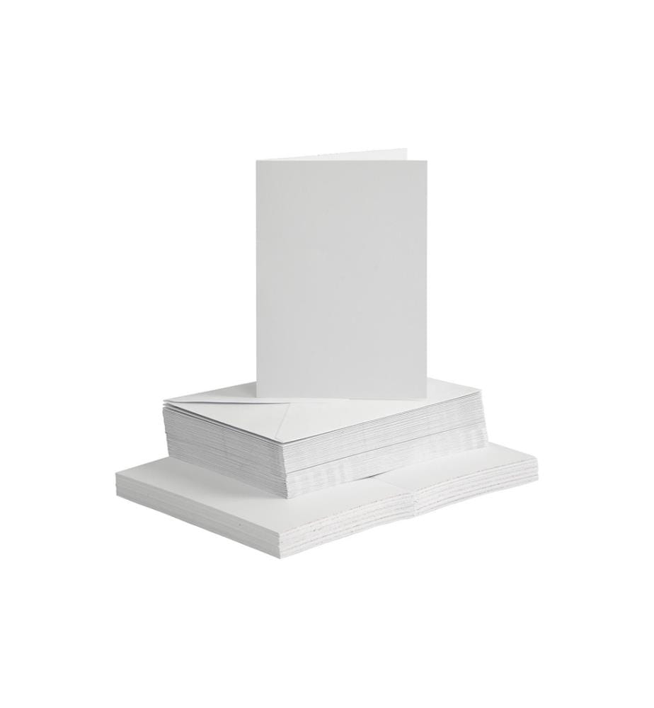 CREATIV COMPANY - Carte vierge et enveloppe 10.5 x 15 cm, 50 pièces, blanc