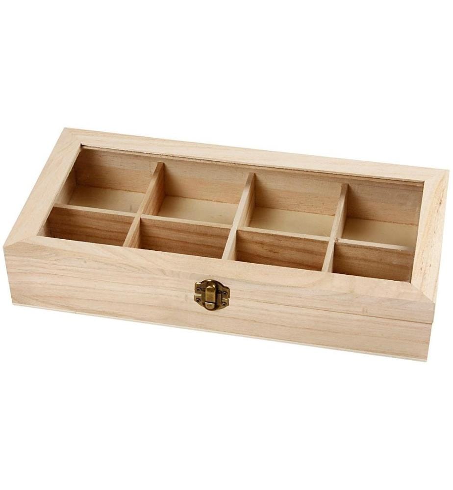 CREATIV COMPANY - Caisse en bois avec couvercle en verre et fermoir en métal 1 Pièce/s