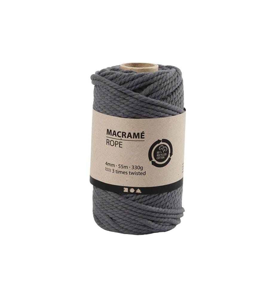 CREATIV COMPANY - Fil de coton Corde à macramé 330 g, Gris