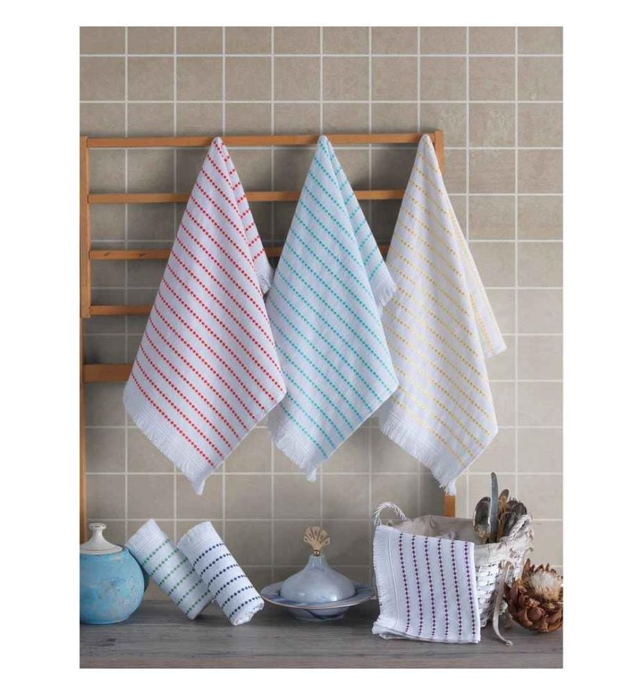 Lot de 6 Linges de Toilette - Multicolore