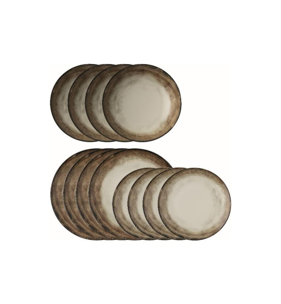 Set d’assiettes Shade Earth 12 Pièce/s, Brun/Blanc