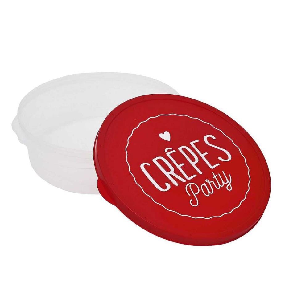 Lot de 2 Boites de Conservation Crepes Ø28cm - Rouge et Transparent