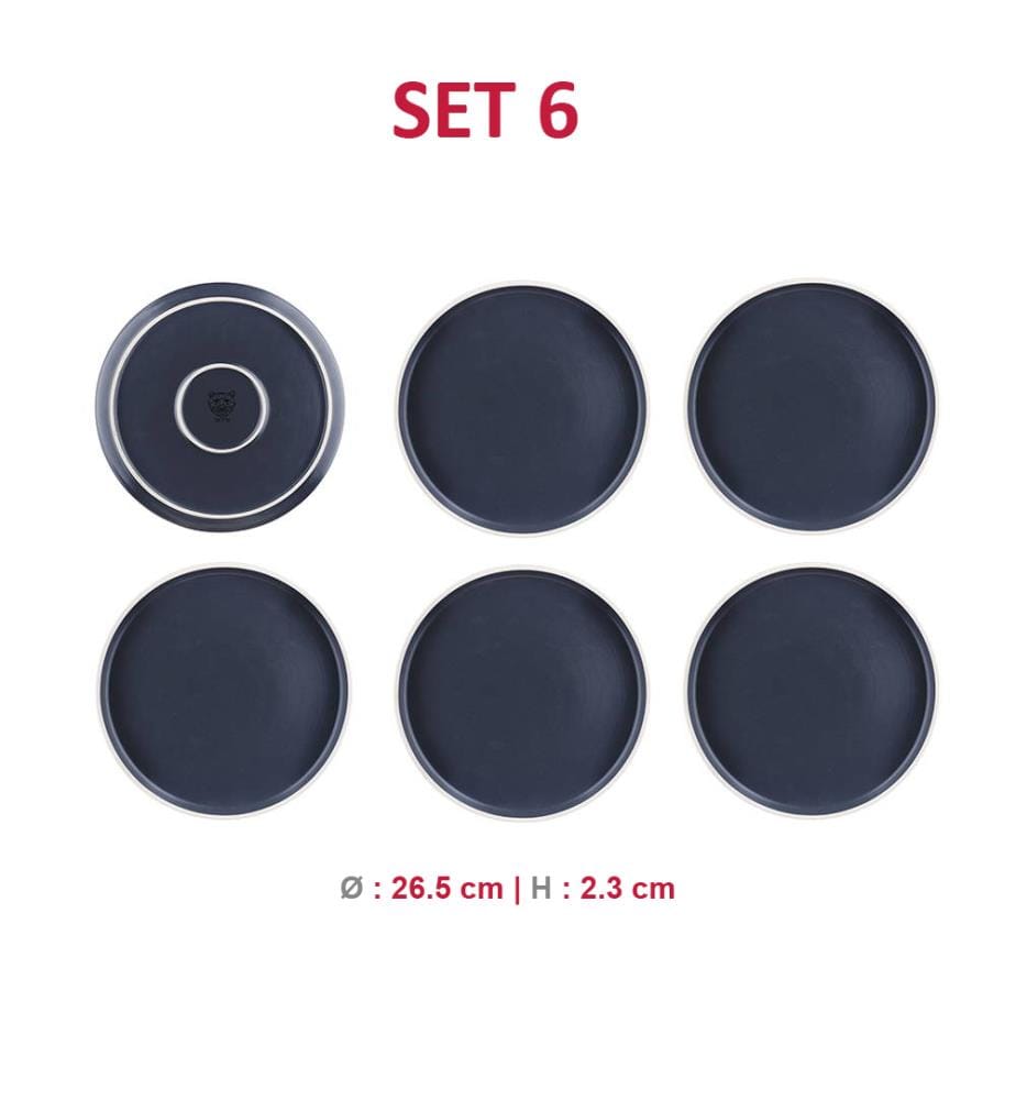 Coffret de 6 Assiettes L Ø 20 cm Basalte - Origin