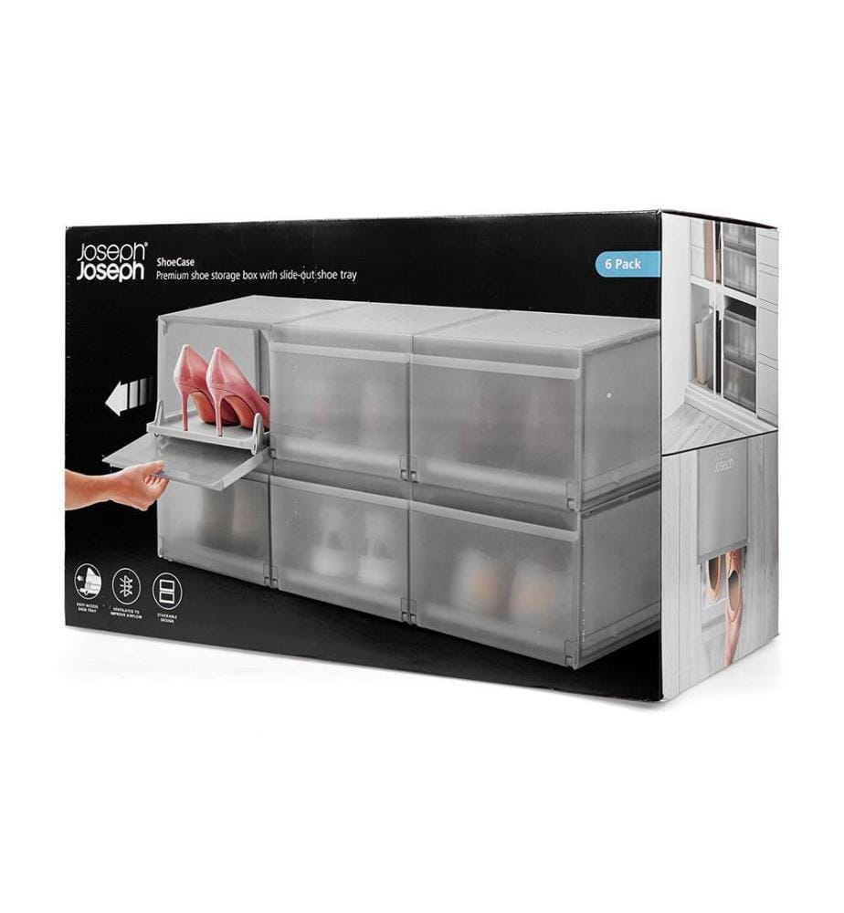 Boîtes Range-Chaussures Empilables Grises de 6 Pièces ShoeCase - Gris