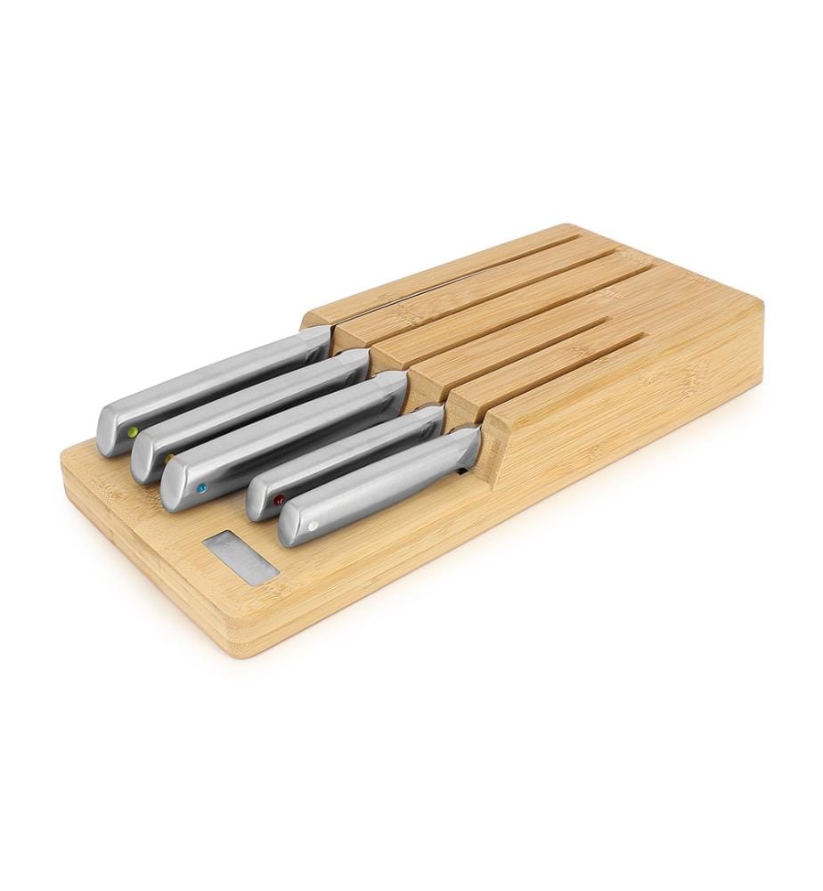 Set de couteaux 5 pièces avec plateau de rangement en bambou à l'intérieur du tiroir