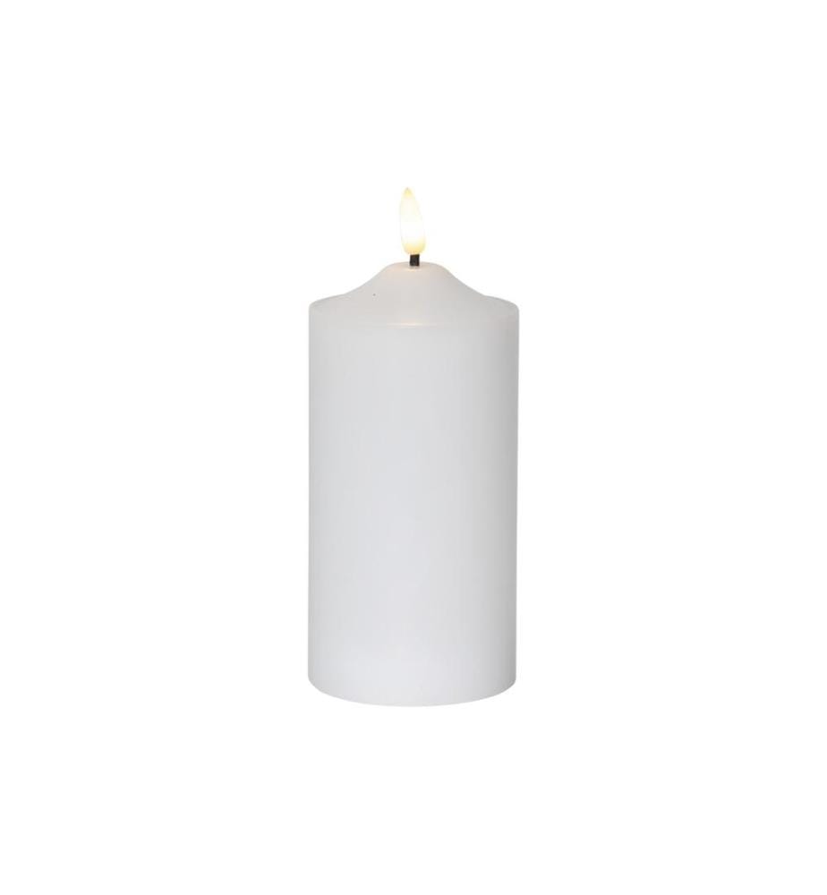 STAR TRADING - Bougie LED Flamme pilier Ø 7.5 x 17 cm, Blanc