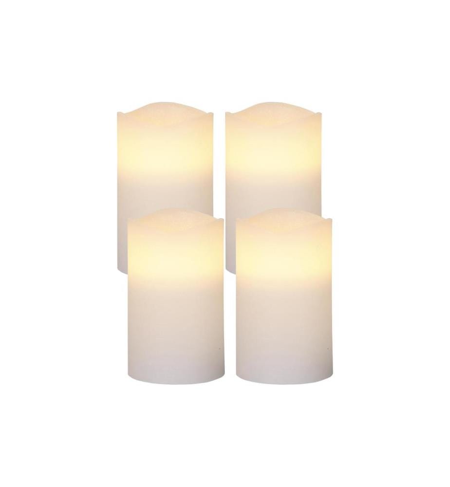 STAR TRADING - Set de bougies LED Pillar May Ø 7.5 x 12.5 cm, Blanc, 4 pc