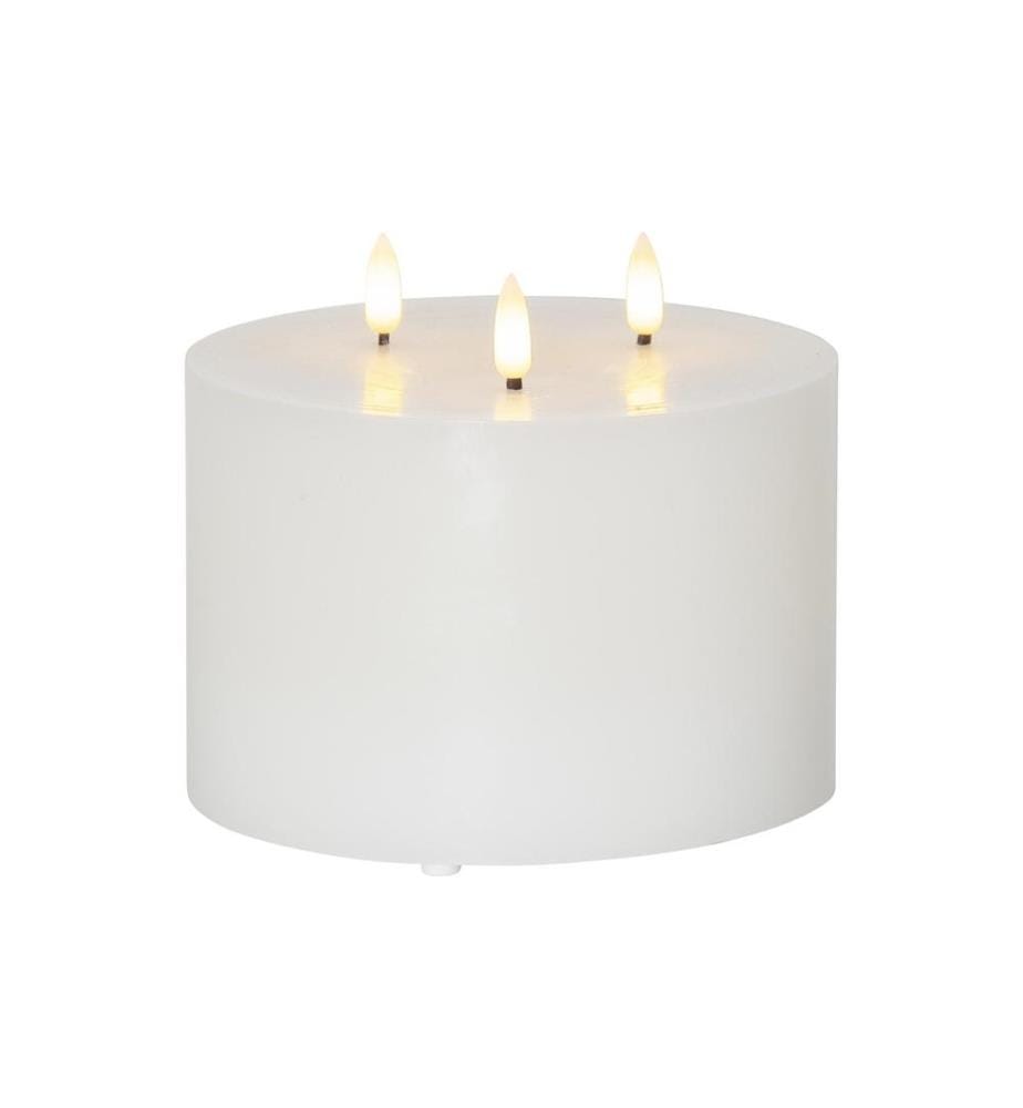 STAR TRADING - Bougie LED Pillar flame Ø 15 x 13 cm, Blanc