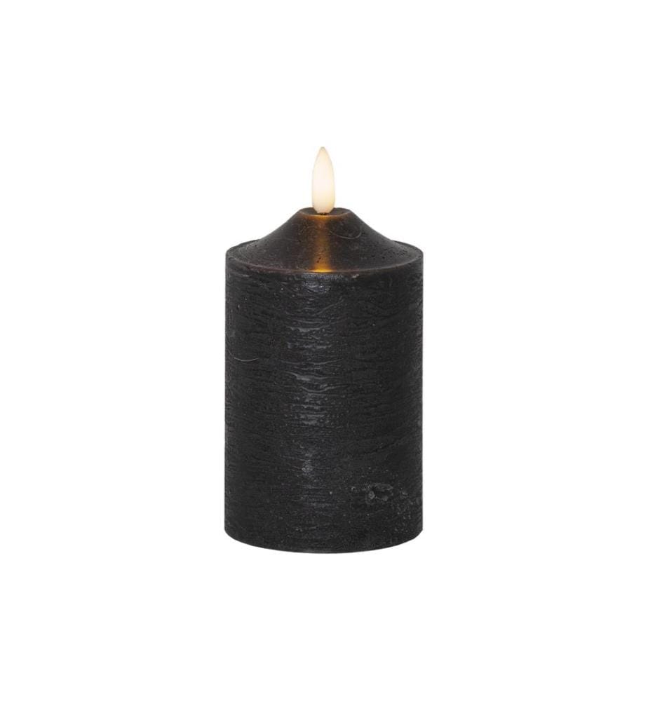 STAR TRADING - Bougie LED Pillar flame Ø 7.5 x 15 cm, Noir
