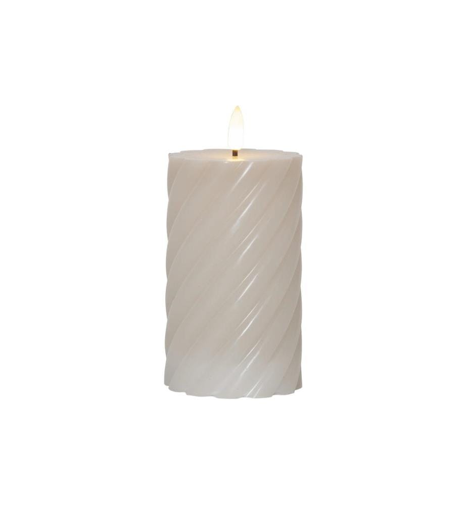 STAR TRADING - Bougie LED Pillar Flamme Swirl, Ø 7.5 x 15 cm, Beige