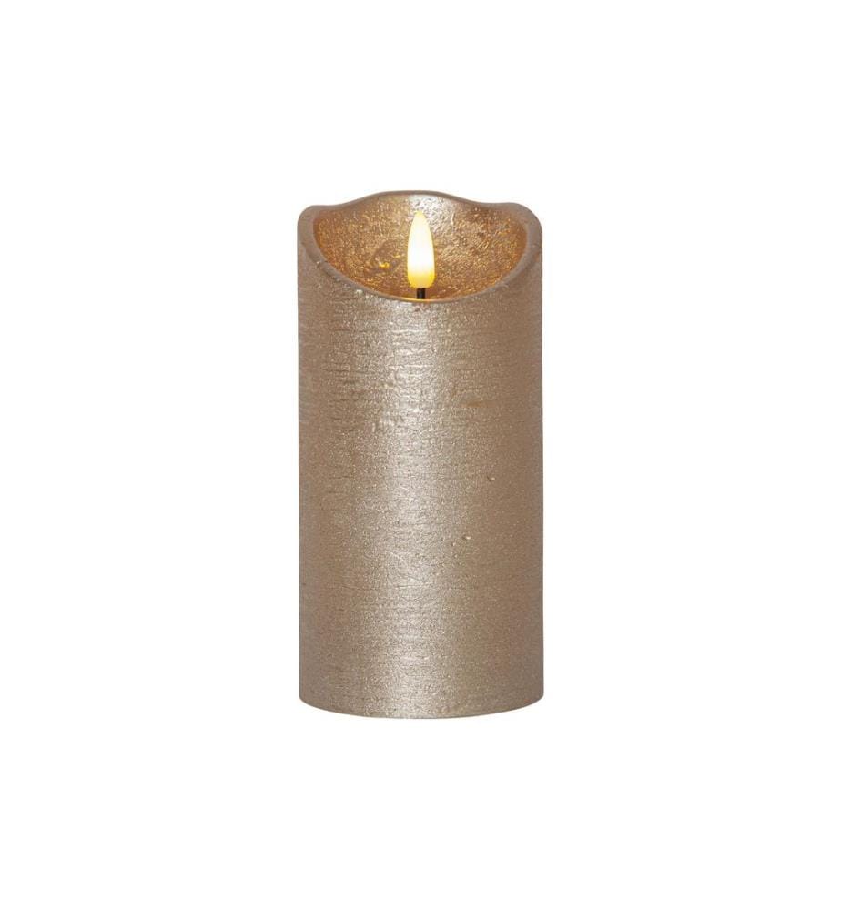 STAR TRADING - Bougie LED Flamme Rustic, Ø 7.5 x 15 cm, Or