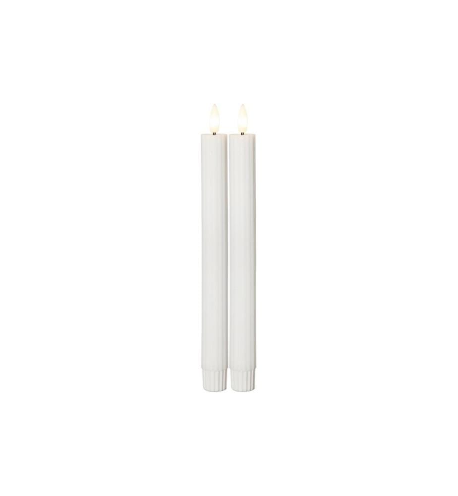 STAR TRADING - Set de bougies LED sur tige Flamme Stripe, 25 cm, blanc, 2 pièces