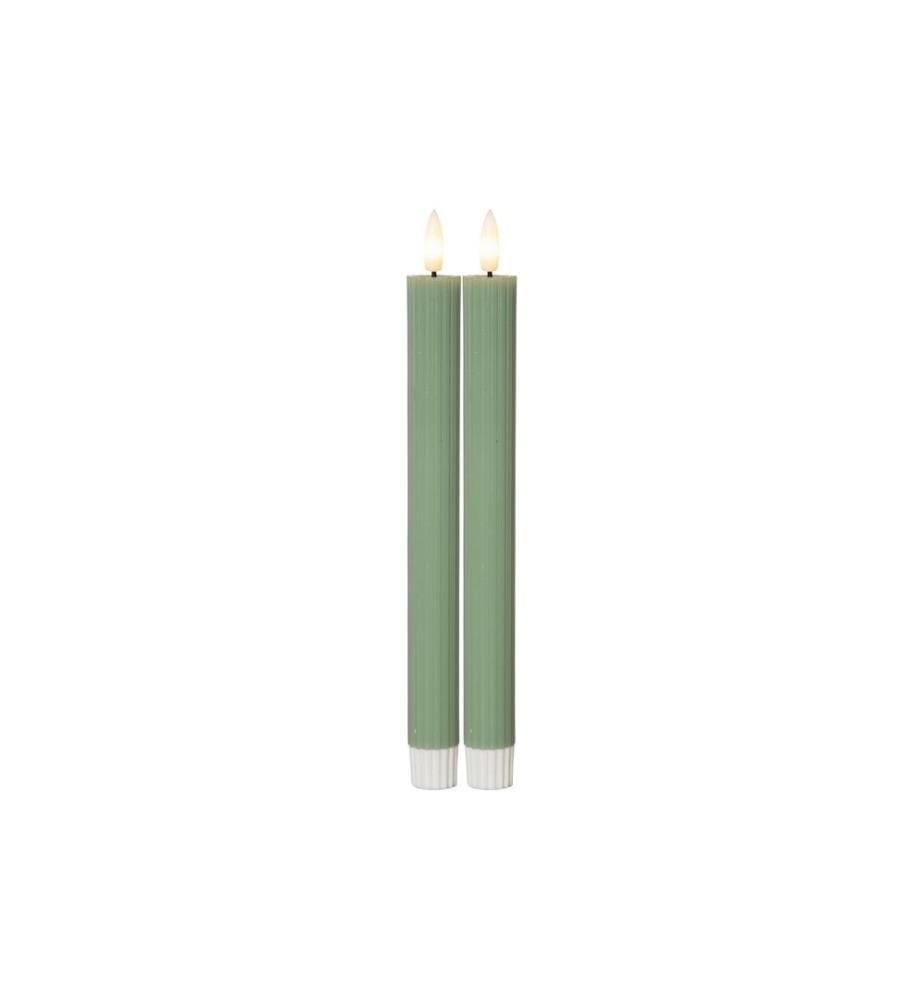 STAR TRADING - Set de bougies LED sur tige Flamme Stripe, 25 cm, vert, 2 pièces