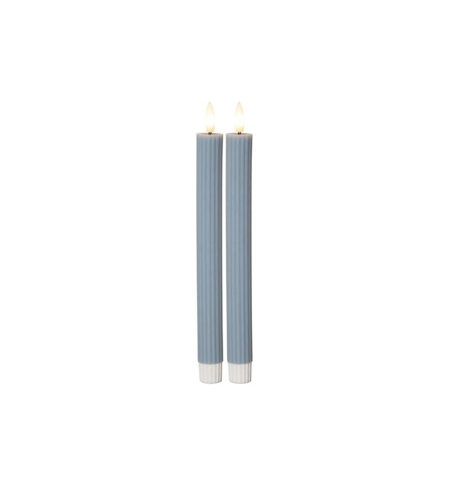 STAR TRADING - Set de bougies LED sur tige Flamme Stripe, 25 cm, bleu, 2 pièces
