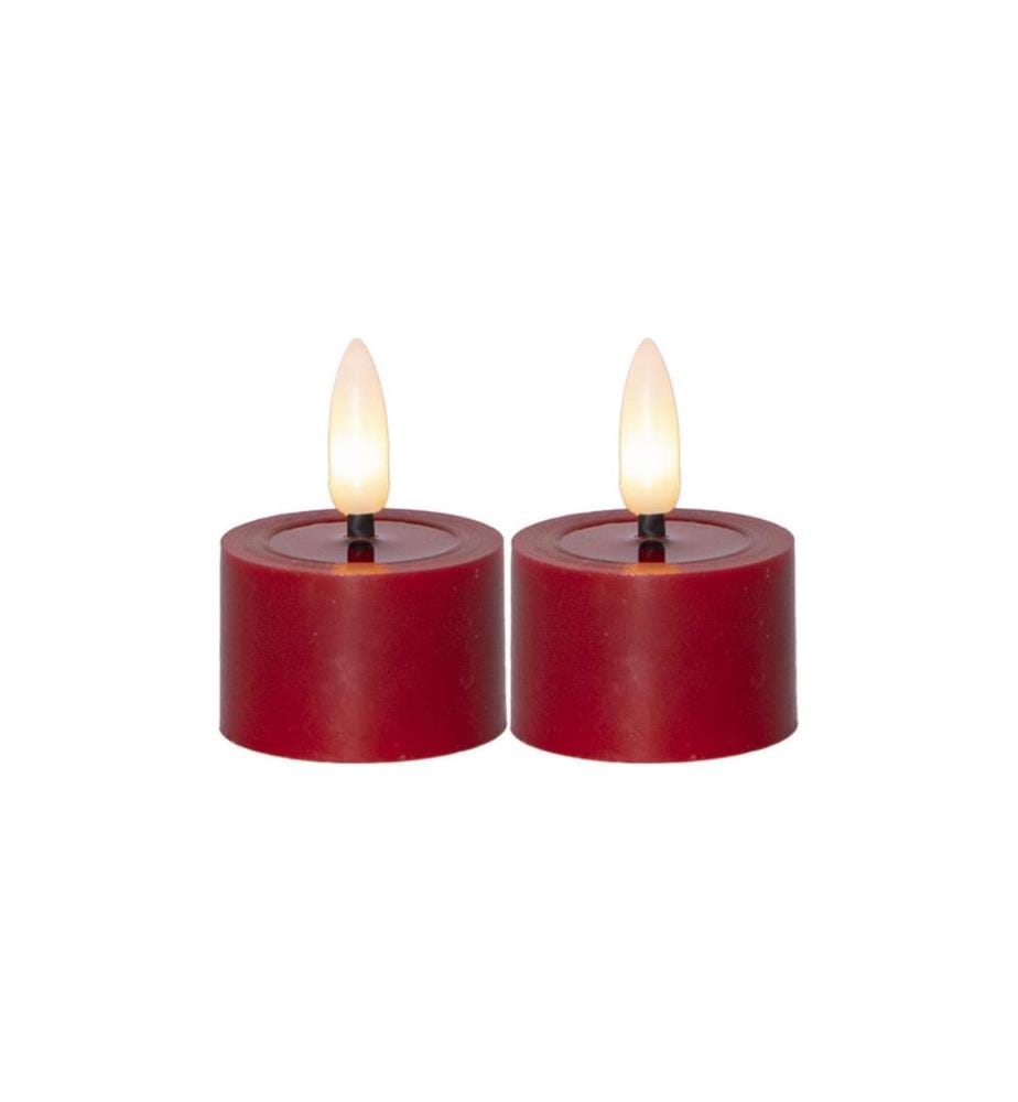 STAR TRADING - Set de bougies à chauffe-plat LED 2 Pack Flow 5 cm  rouge
