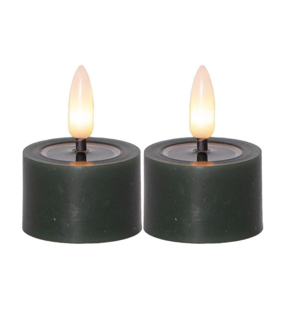 STAR TRADING - Set de bougies à chauffe-plat LED 2 Pack Flow 5 cm, vert