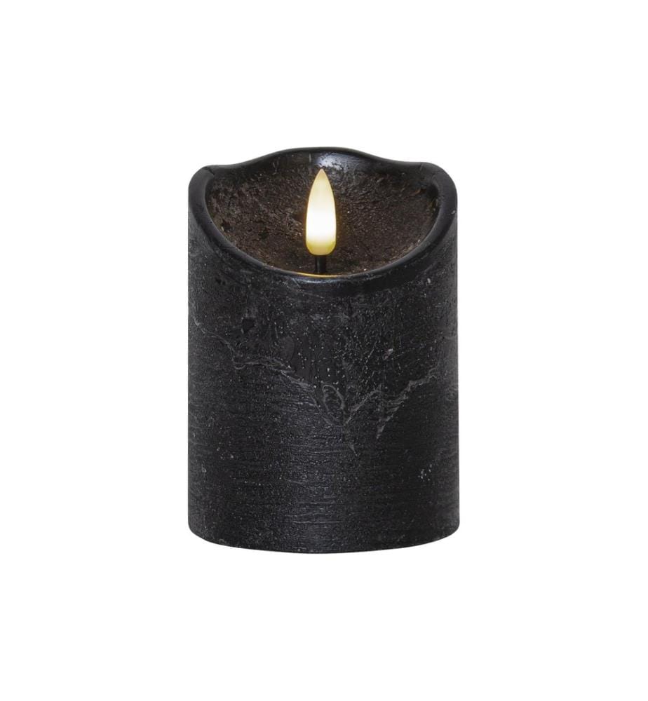 STAR TRADING - Bougie LED Flamme Rustic, Ø 7.5 x 10 cm, Noir