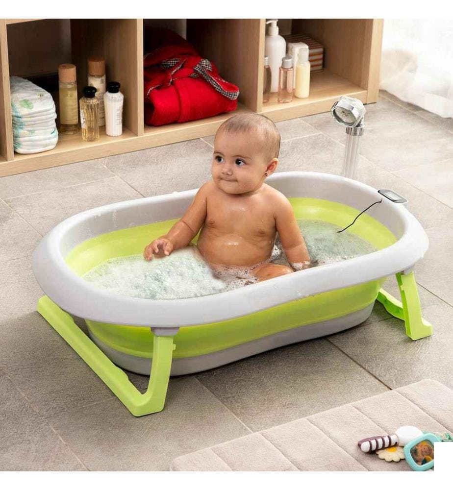 Baignoire Pliable Évolutive pour Bébé Fovibath - Gris et Vert