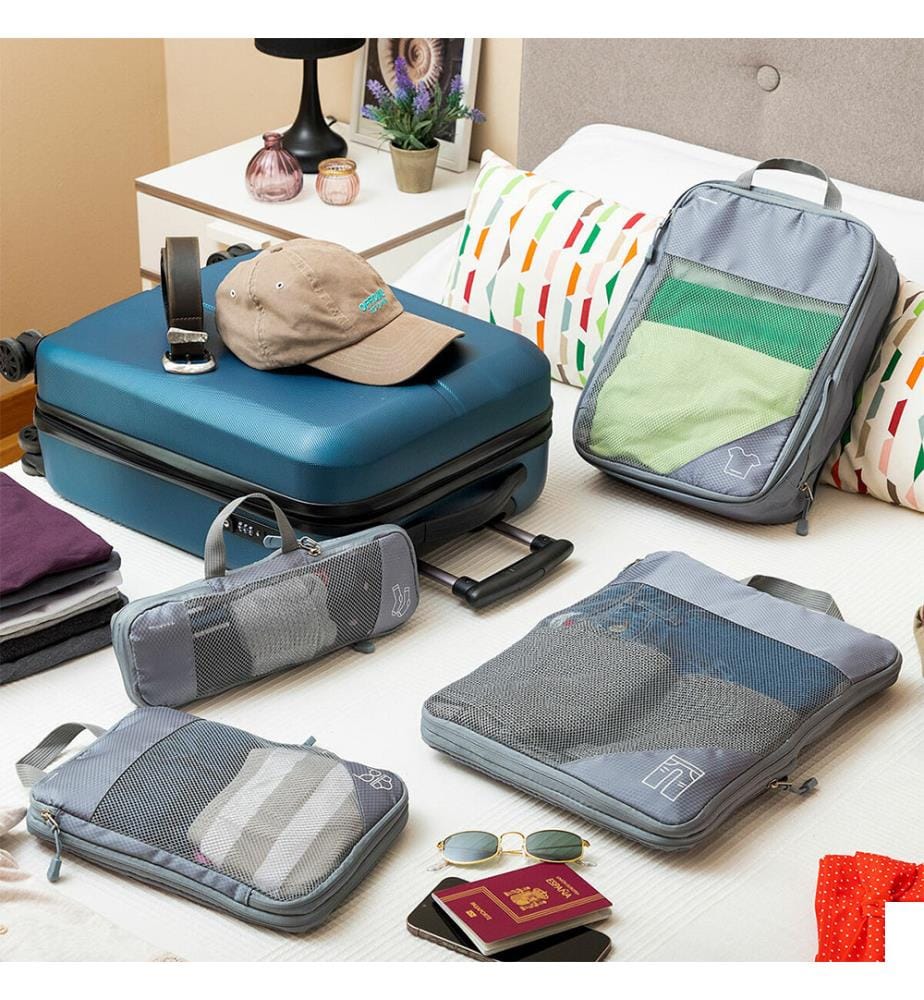 Sacs de Rangement à Compression pour Valises Compakube 4 Pièces - Gris