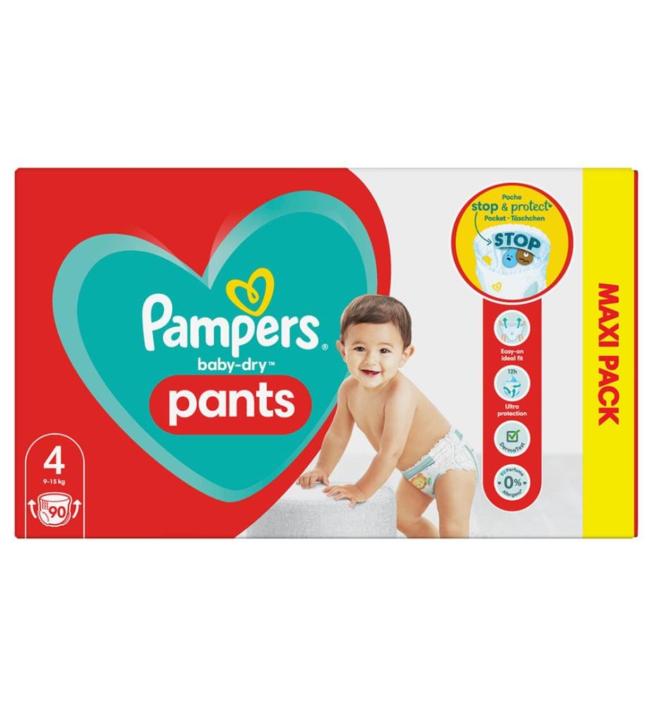 Baby-Dry Nappy Pants - Taille 4 (9-15 kg) - Lot de 90 couches