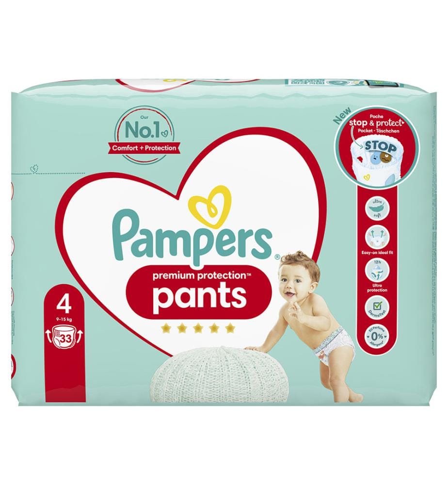 Premium Protection Pants - Taille 4 (9-15 kg) - Lot de 33 couches