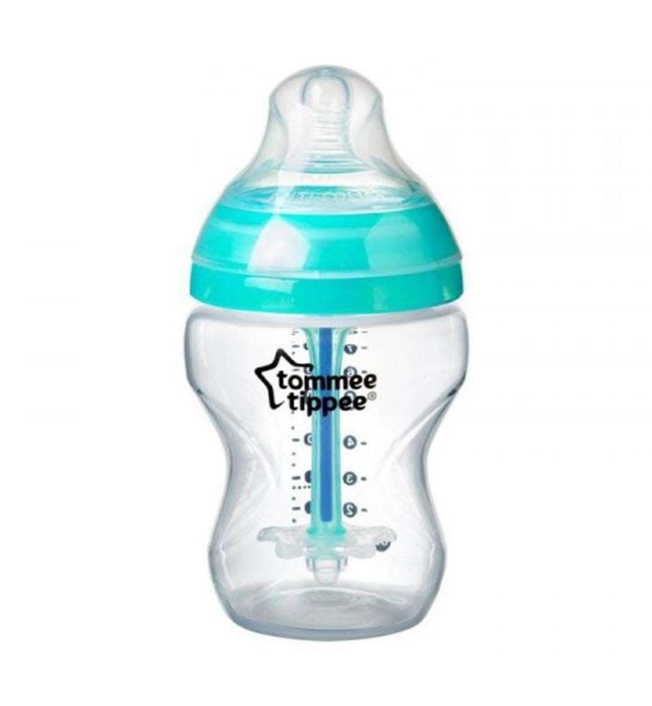 Biberon - Advanced Anti-Colic - alimentation lente - 260 ml - transparent et bleu