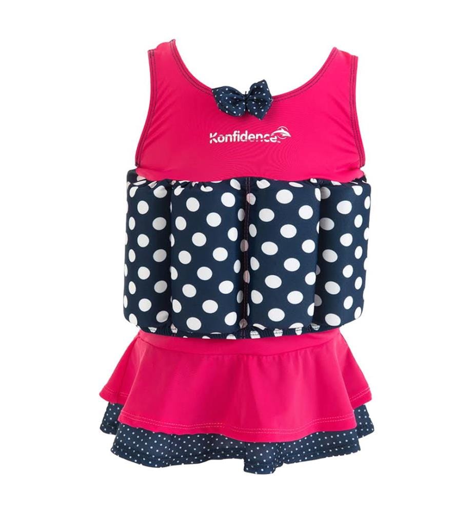 Combinaison flottante pour l`enfant rose vif avec points | 2-3 ans