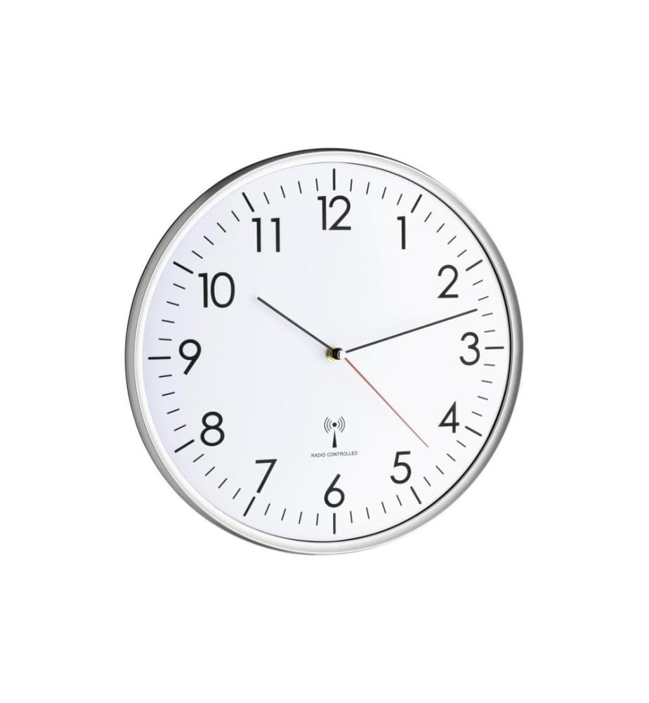 TFA DOSTMANN - Horloge murale radio Argenté, Ø 33 cm