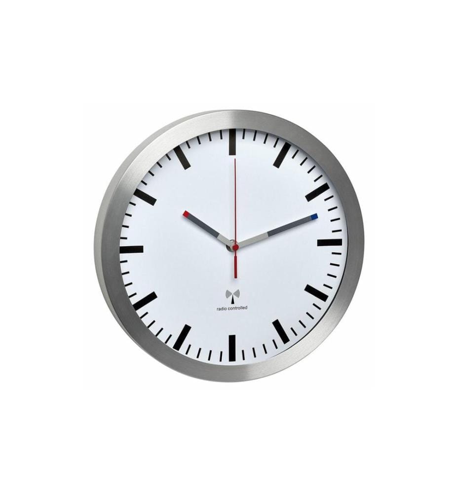 TFA DOSTMANN - Horloge murale radio Argenté, Ø 30 cm