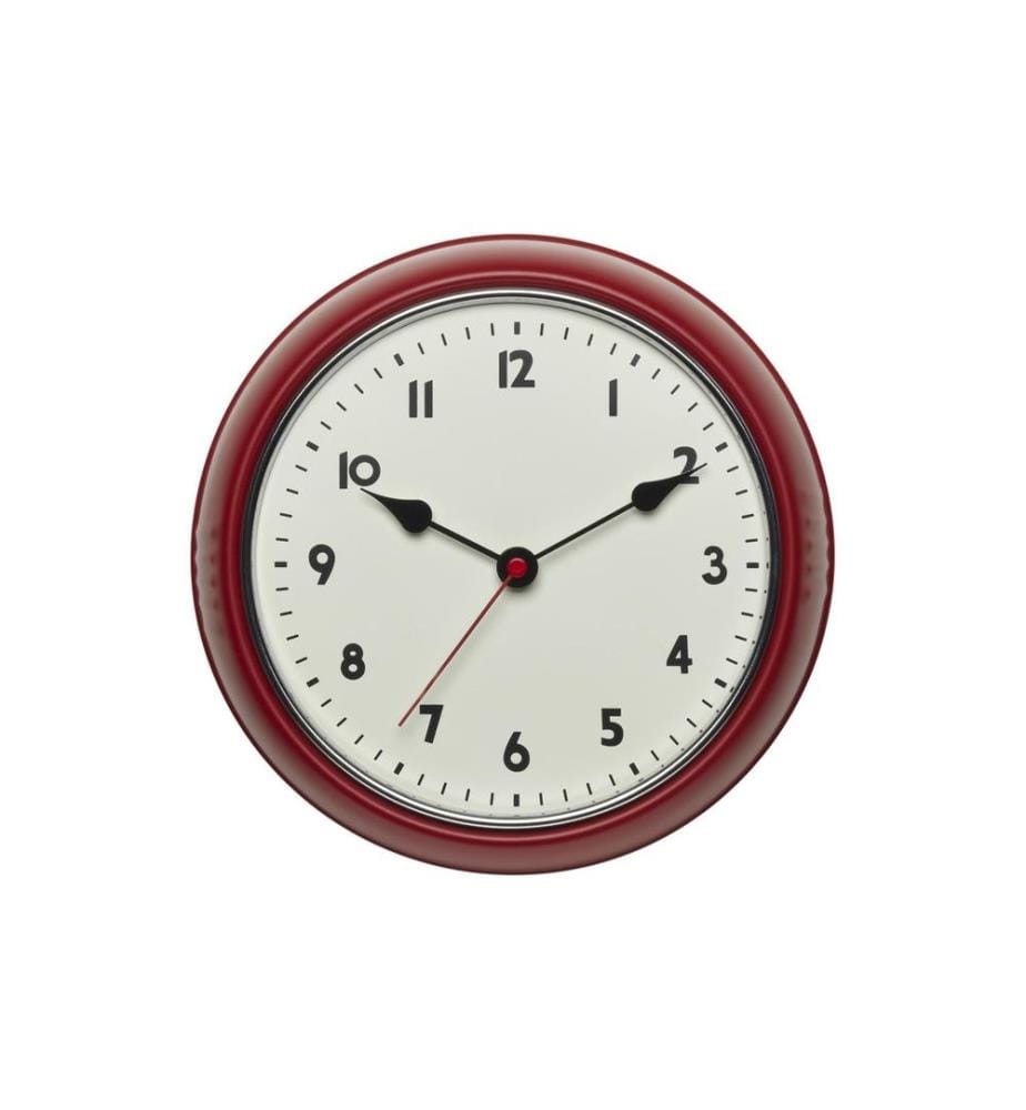 TFA DOSTMANN - Horloge murale radio Retro Rouge, Ø 24 cm