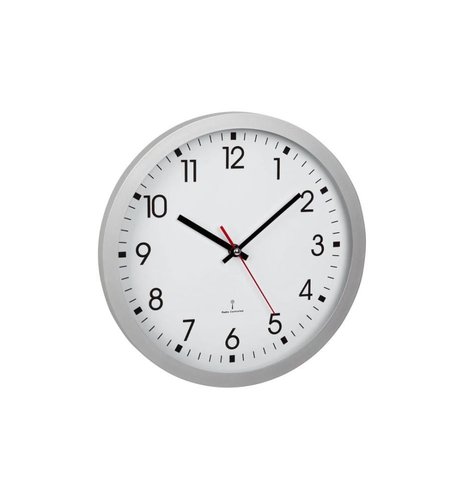 TFA DOSTMANN - Horloge murale radio Analogique, Ø 30 cm, Argent