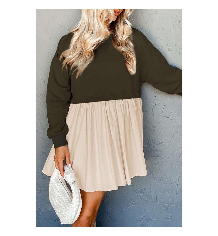 Mini-robe en popeline sweat-shirt vert jungle - Vert