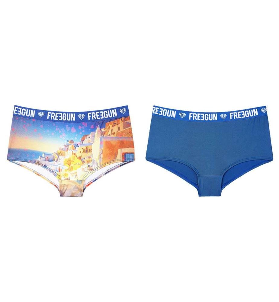 Lot de 2 shortys Romantic Cities Bleu - Bleu et Blanc