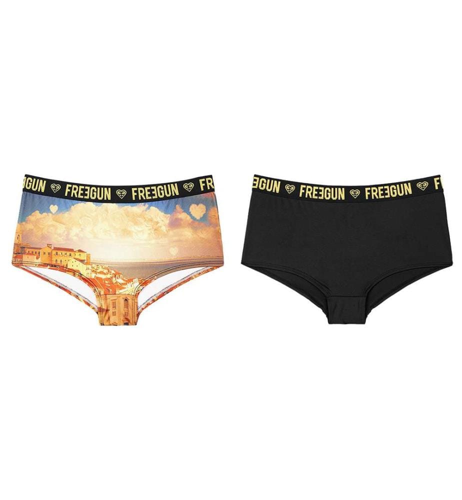 Lot de 2 shortys Romantic Cities Orange - Beige et Noir
