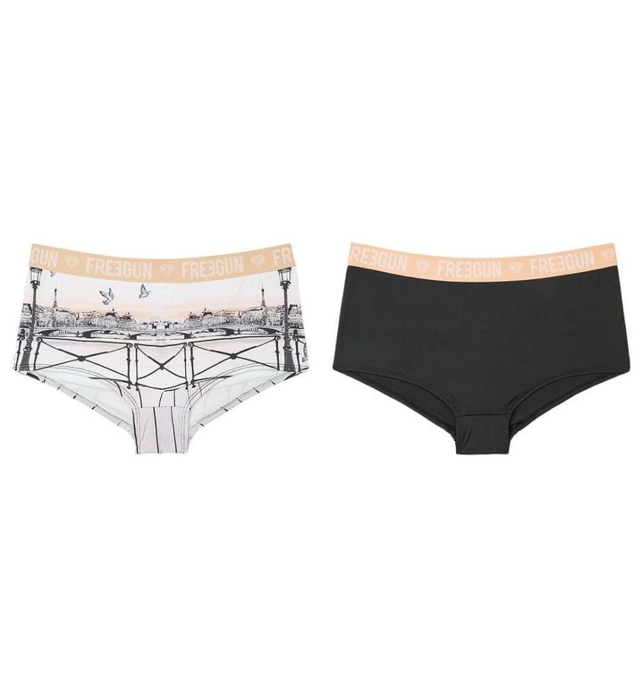 Lot de 2 shortys Romantic Cities Gris - Beige et Noir