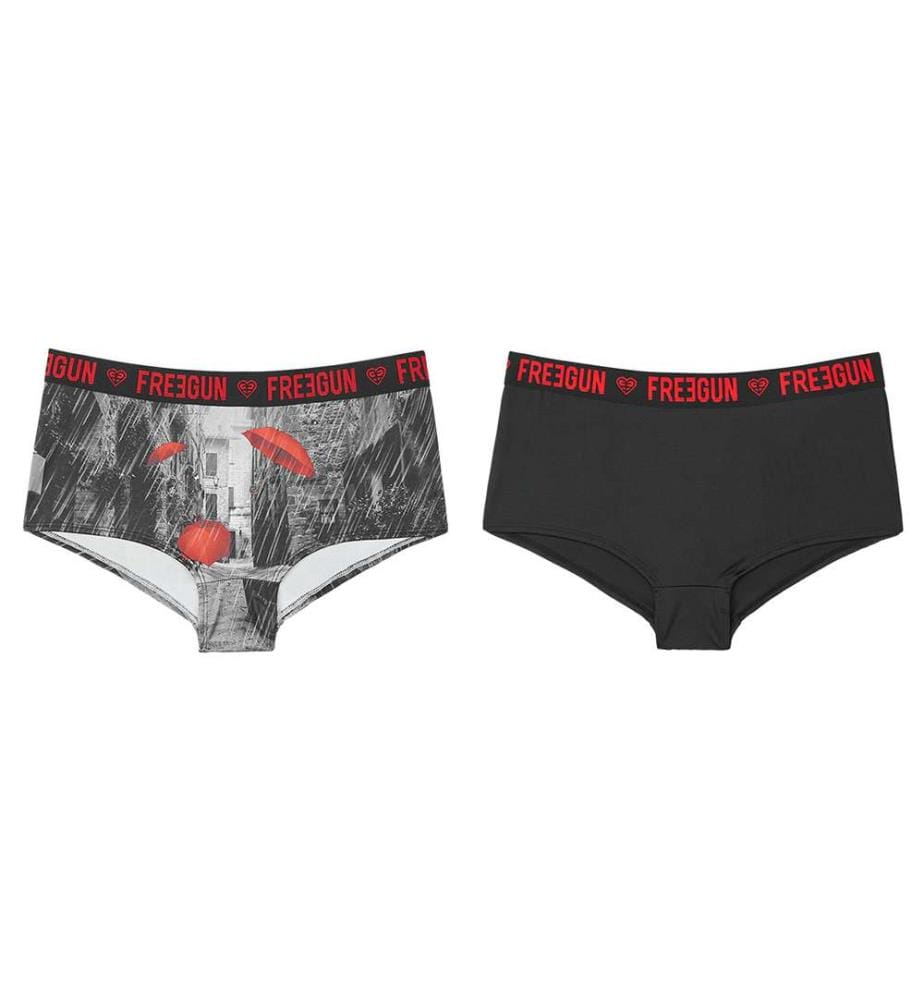 Lot de 2 shortys Romantic Cities Gris Foncé - Noir et Rouge