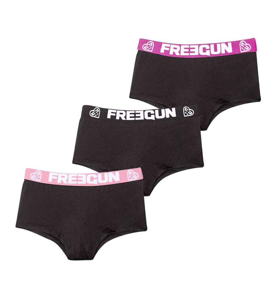 Lot de 3 shortys fille coton uni - Noir