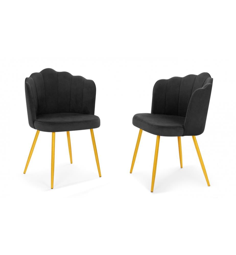 Lot de 2 Chaises Arielle 55 x 51 x 82 cm - Gris & Doré