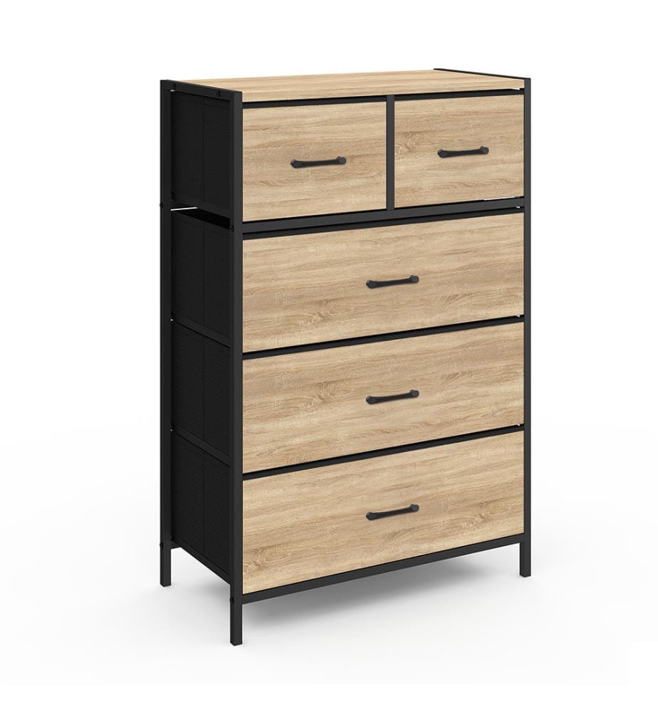 Commode Iris 5 tiroirs - Brun et Noir