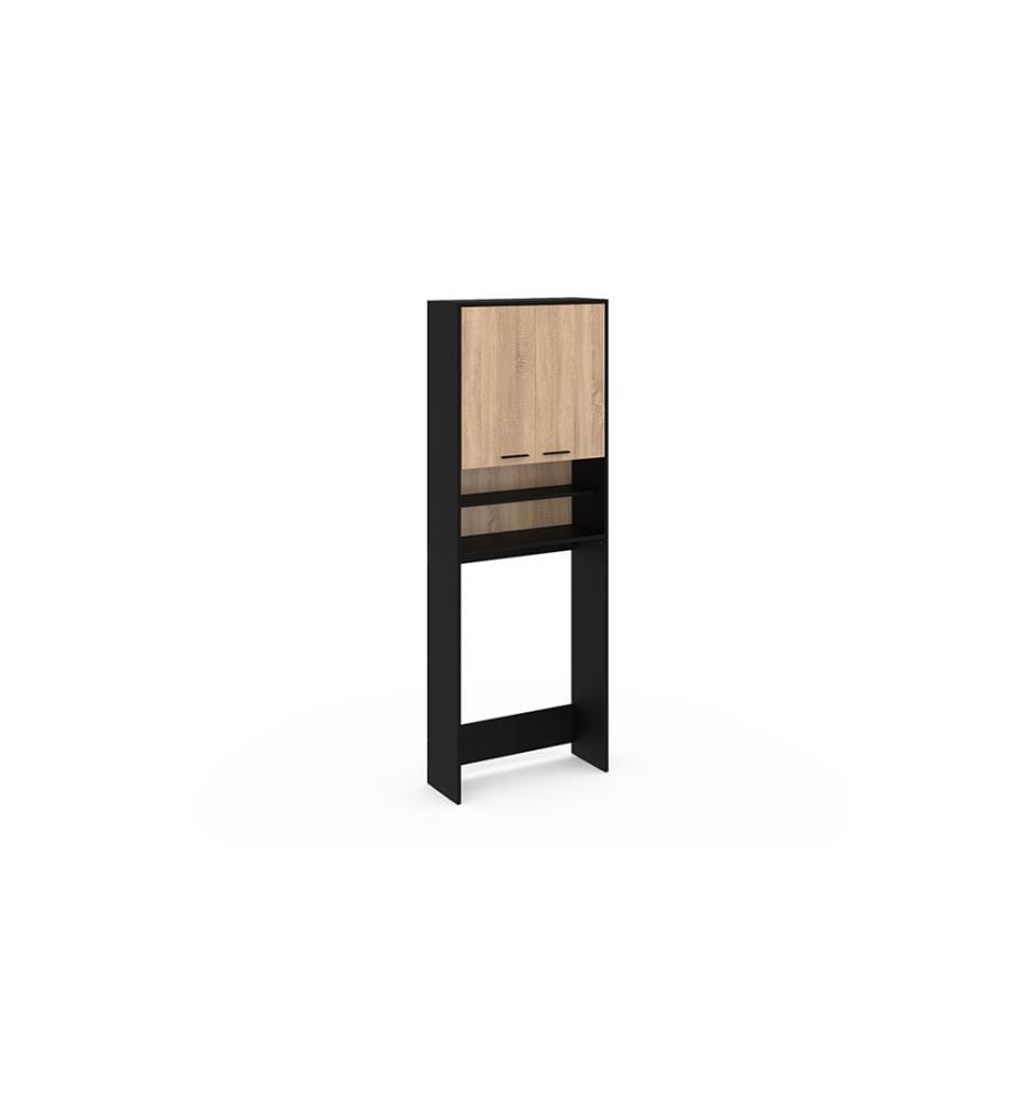 Meuble dessus machine à laver Will 65x24x180cm - Noir et Bois