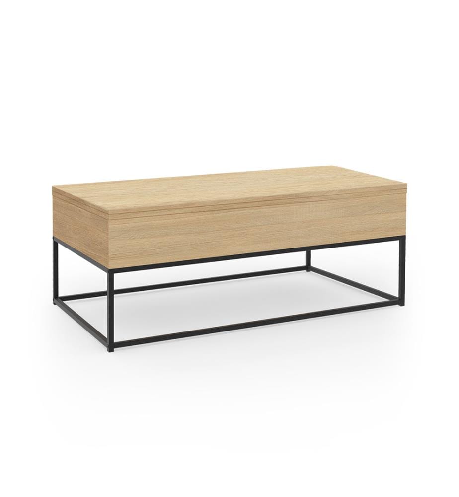 Table Basse Relevable et Extensible Memphis avec Plateau Dépliant 100 x 55 x 40,5/54.5cm - Bois