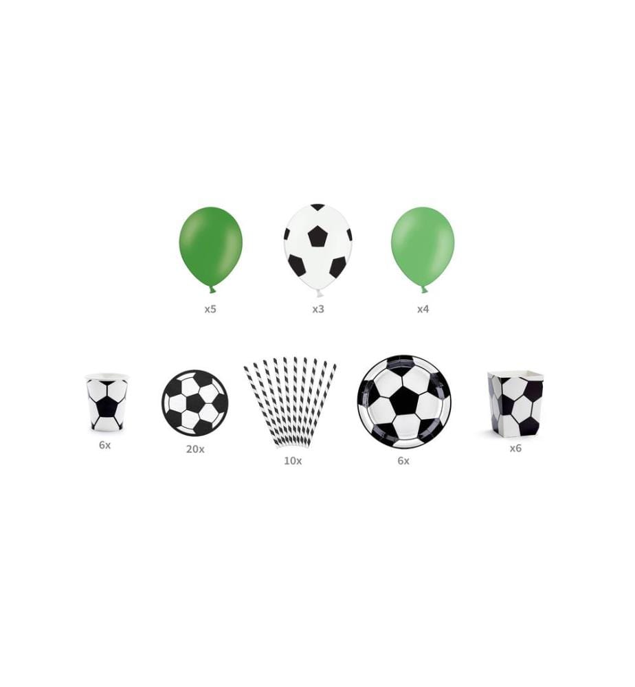 PARTYDECO - Kits de fête Football 6 pièces, noir-blanc/vert