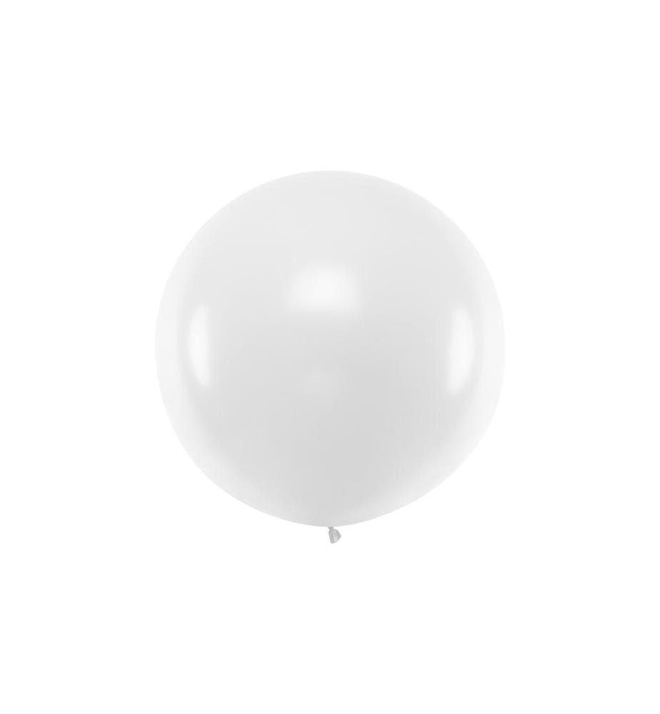 PARTYDECO - Ballon de baudruche Pastel rond 1 m, Blanc