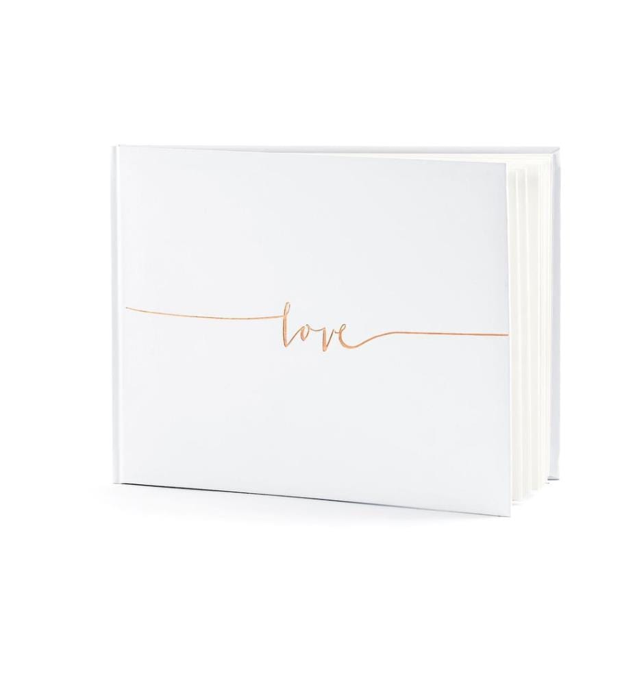 PARTYDECO - Livre d’or Love 24 x 18.5 cm, 22 pages, Or rose; Blanc