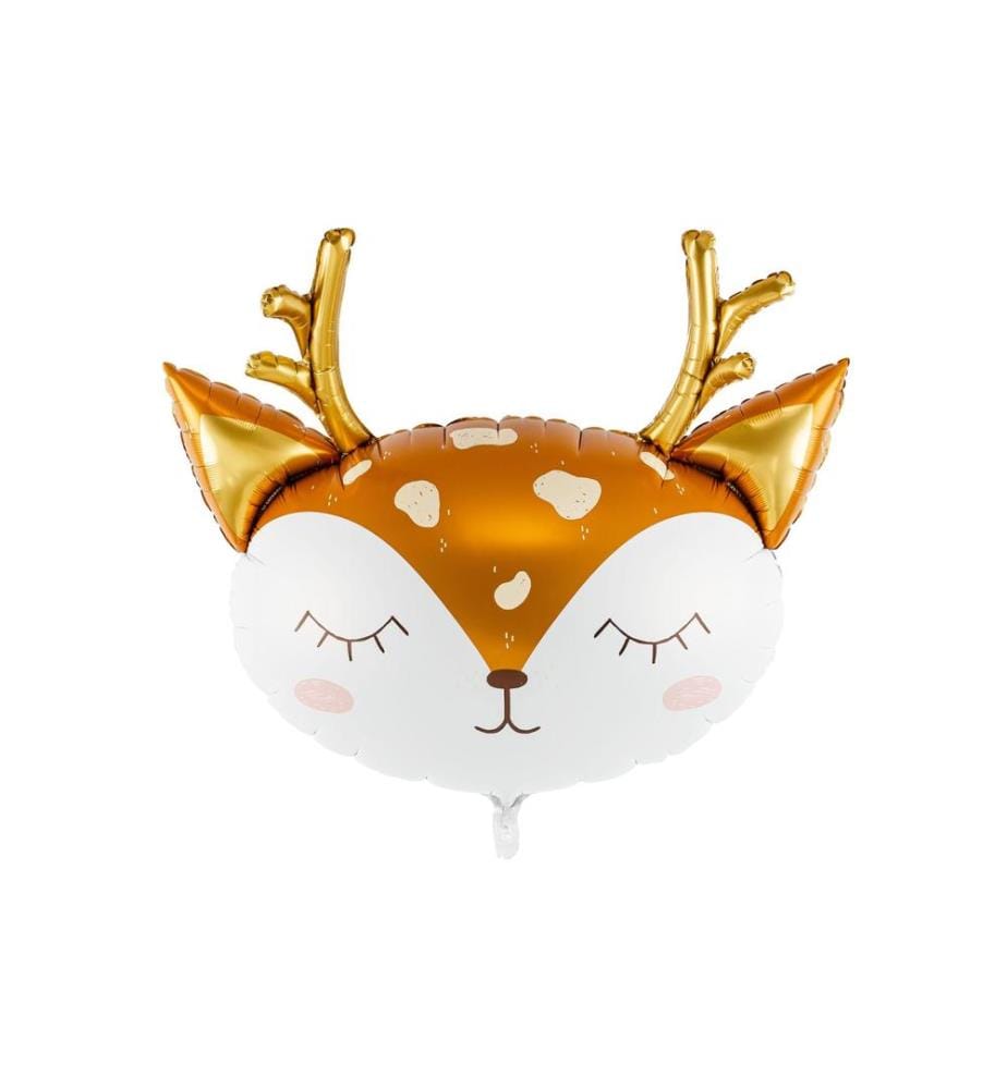 PARTYDECO - Ballon en aluminium Cerf Brun/Doré/Blanc