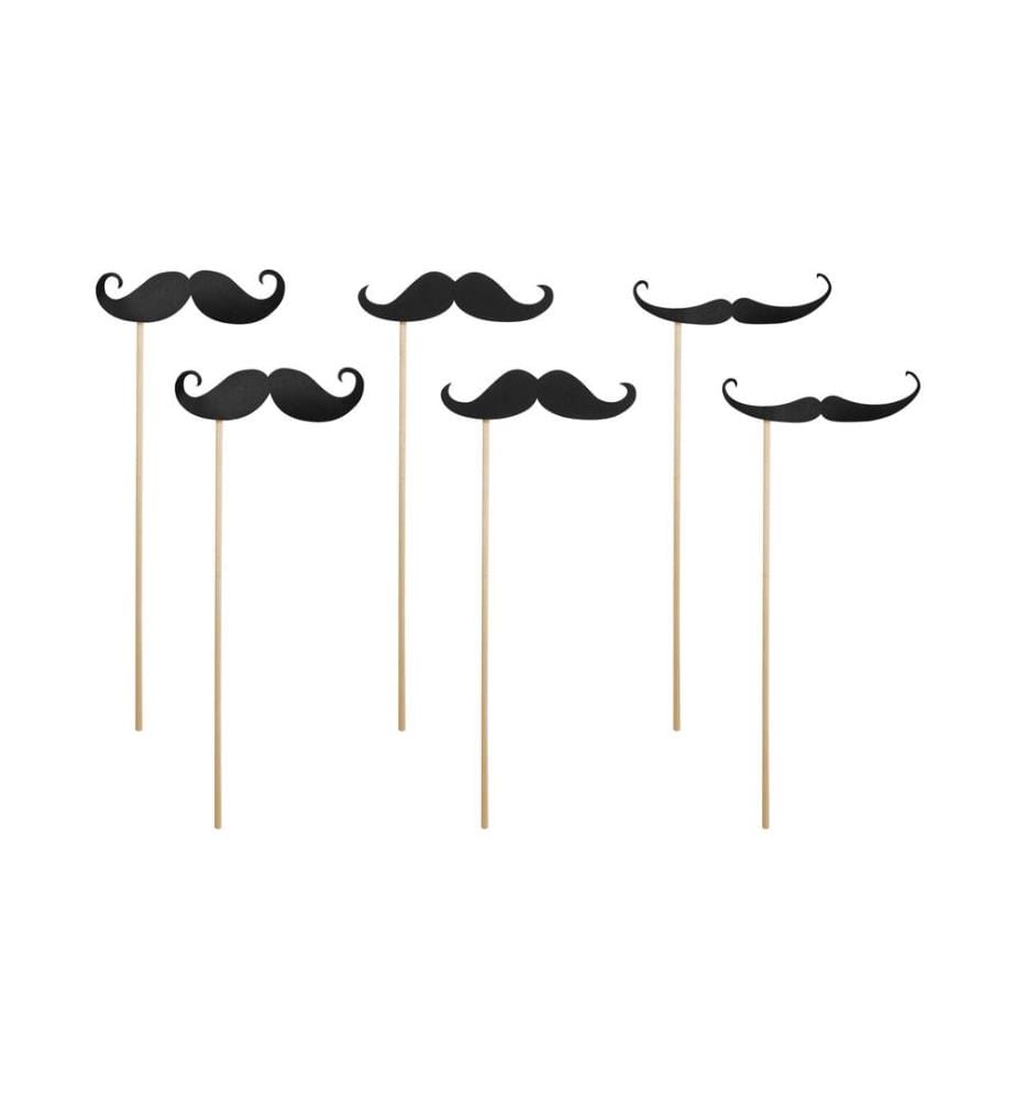 PARTYDECO - Accessoires de fête Moustache 6 pièces, noir