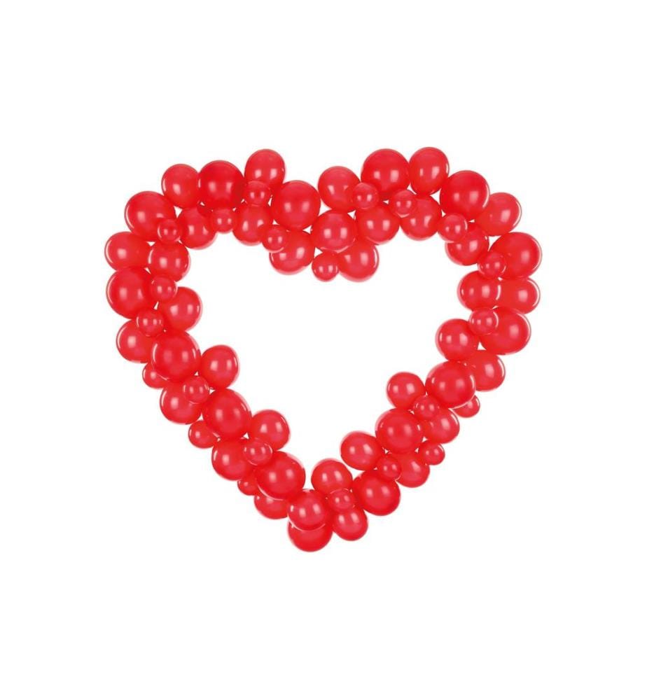 PARTYDECO - Ballon de baudruche Cœur Rouge, 166 x 160 cm, 68 ballons