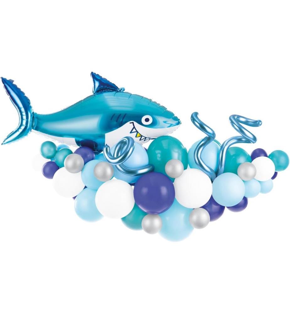 PARTYDECO - Ballon de baudruche Requin Bleu, 150 x 95 cm, 15 pièces