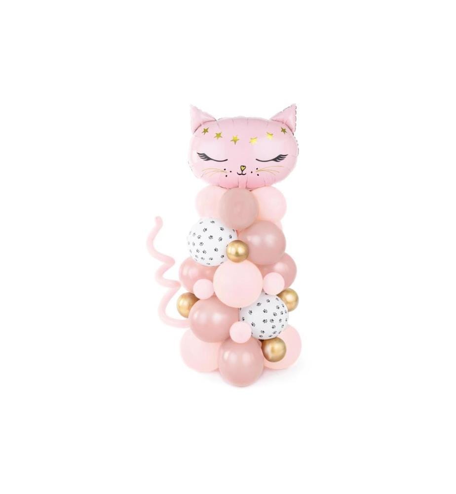PARTYDECO - Ballon de baudruche Chaton Rose, 83 x 140 cm, 10 pièces
