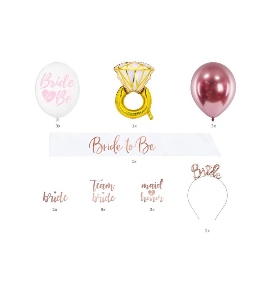 PARTYDECO - Kits de fête Bride to Be Mix 23 pièces, rose